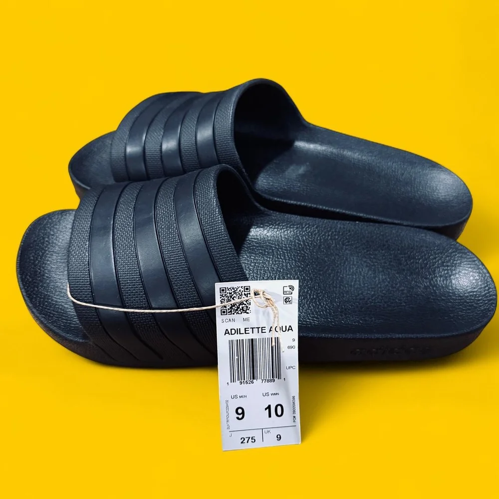 Black Adidas Adilette Aqua Slide Sandals Men’s 9